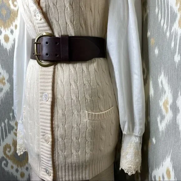 Ralph Lauren Ivory Cashmere Cable Shawl Collar Cardigan Vest - Picture 11 of 16